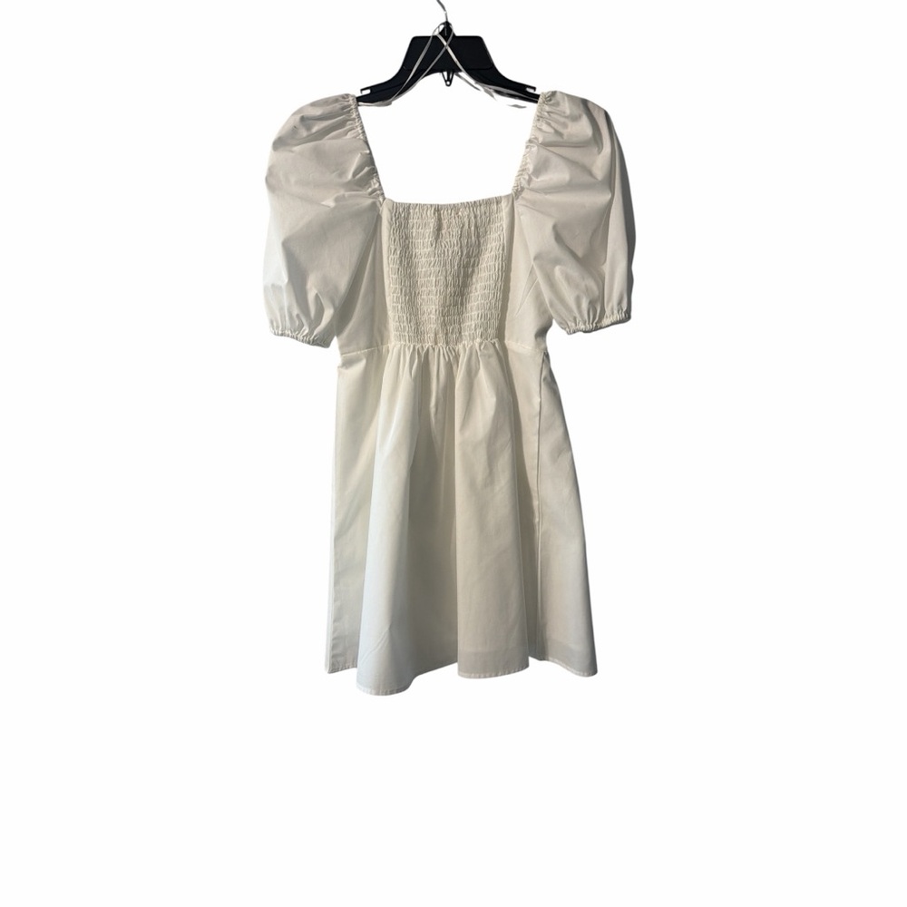 Copper Key White Square Neck Mini Dress with Puff Sleeves